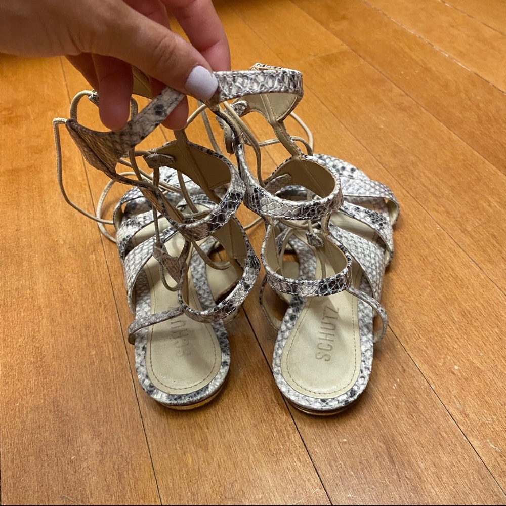 Schutz Python Tie Up Gladiator Sandals - image 3